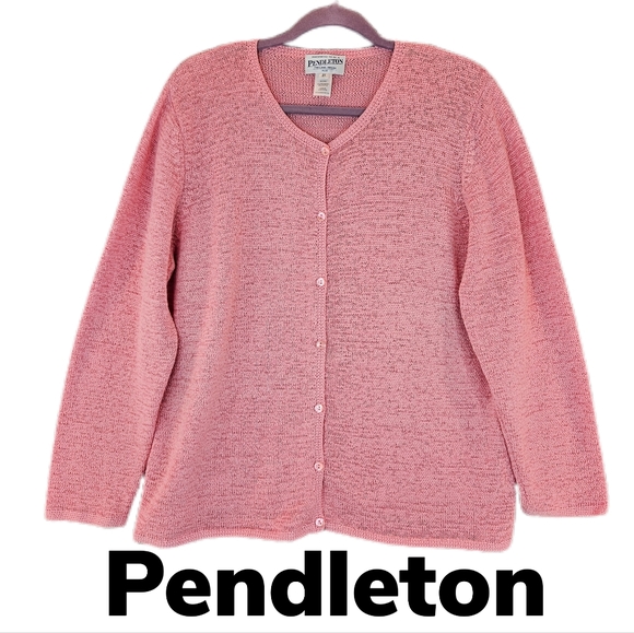 Pendleton Sweaters - Pendleton Pink Knit Cotton Blend Button Front Casual Comfort Cardigan Sz 2X.